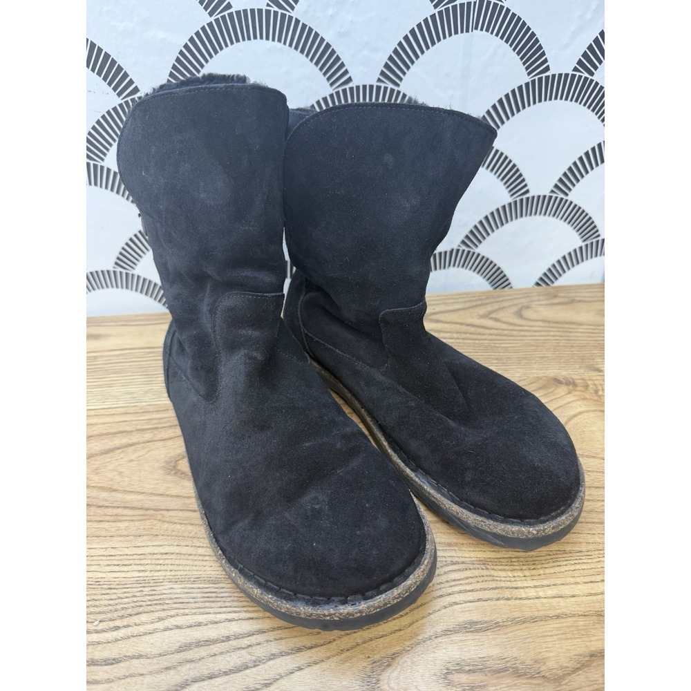 Birkenstock Uppsala Shearling Pull On Boots Women's Size 40 Black Suede Mid High